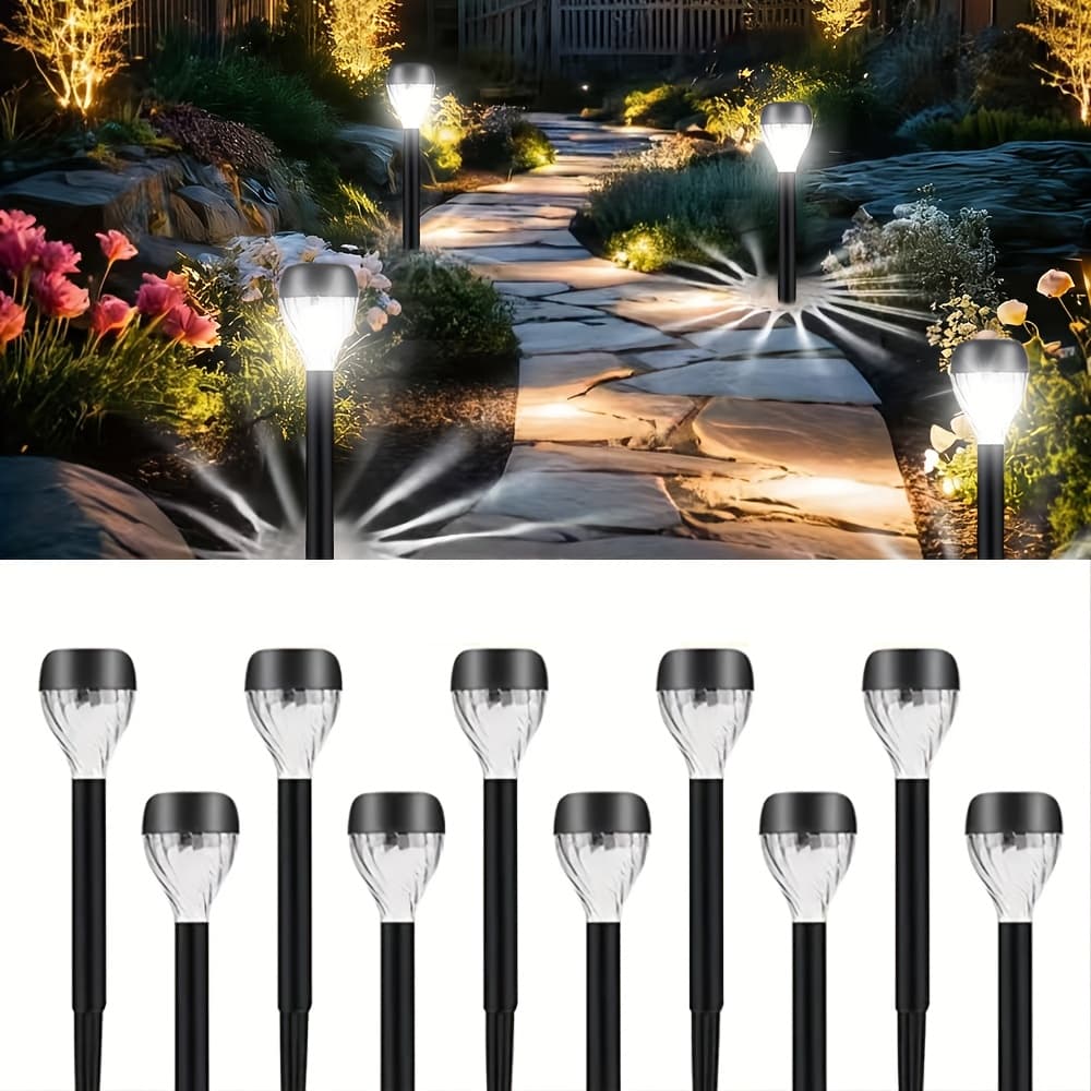 TEMU 10-pack Solar Path Set, Semi-buried Design For Yards, Lawns, Gardens And Driveways
