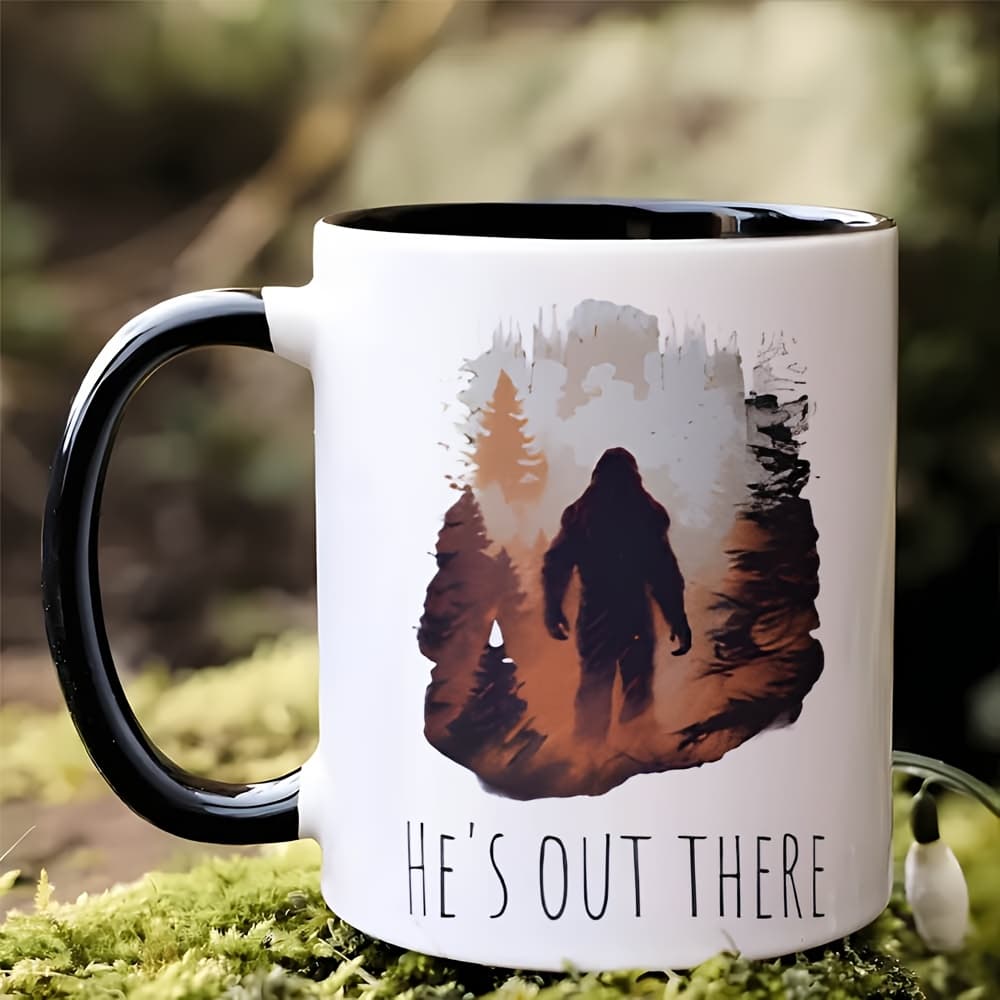 TEMU 1pc 11oz Insulated Mug With Forest Design & " " Text - Camping, Hiking, Home Use - Perfect Sasquatch Lover Christmas Gift, Outdoor Drinkware | Cozy Aesthetic Mug | Insulated Drinkware