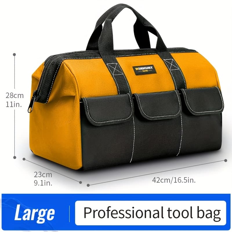 TEMU Men's Tool Bag, Sturdy Wide Mouth Tote For Different Tools, Electricians, Carpenters, And Mechanics (yellow)