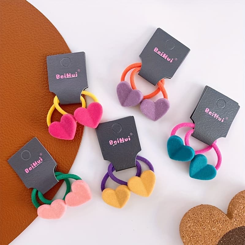 TEMU 10pcs Set Of Little Girls' Hair Cords, Contrasting Colors, , Small Size Hair Cords, Hair Rings, Cute High Rubber Band Headband, Girls' Simple Hair Cords Suitable For Daily And Casual Use
