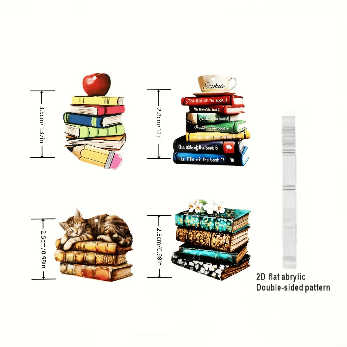 TEMU 4 Pair 2d Flat Of Book-themed Earrings. Are Fashionable Y2k Pendant Earrings, Making Them An Ideal Graduation Gift For Book Lovers.
