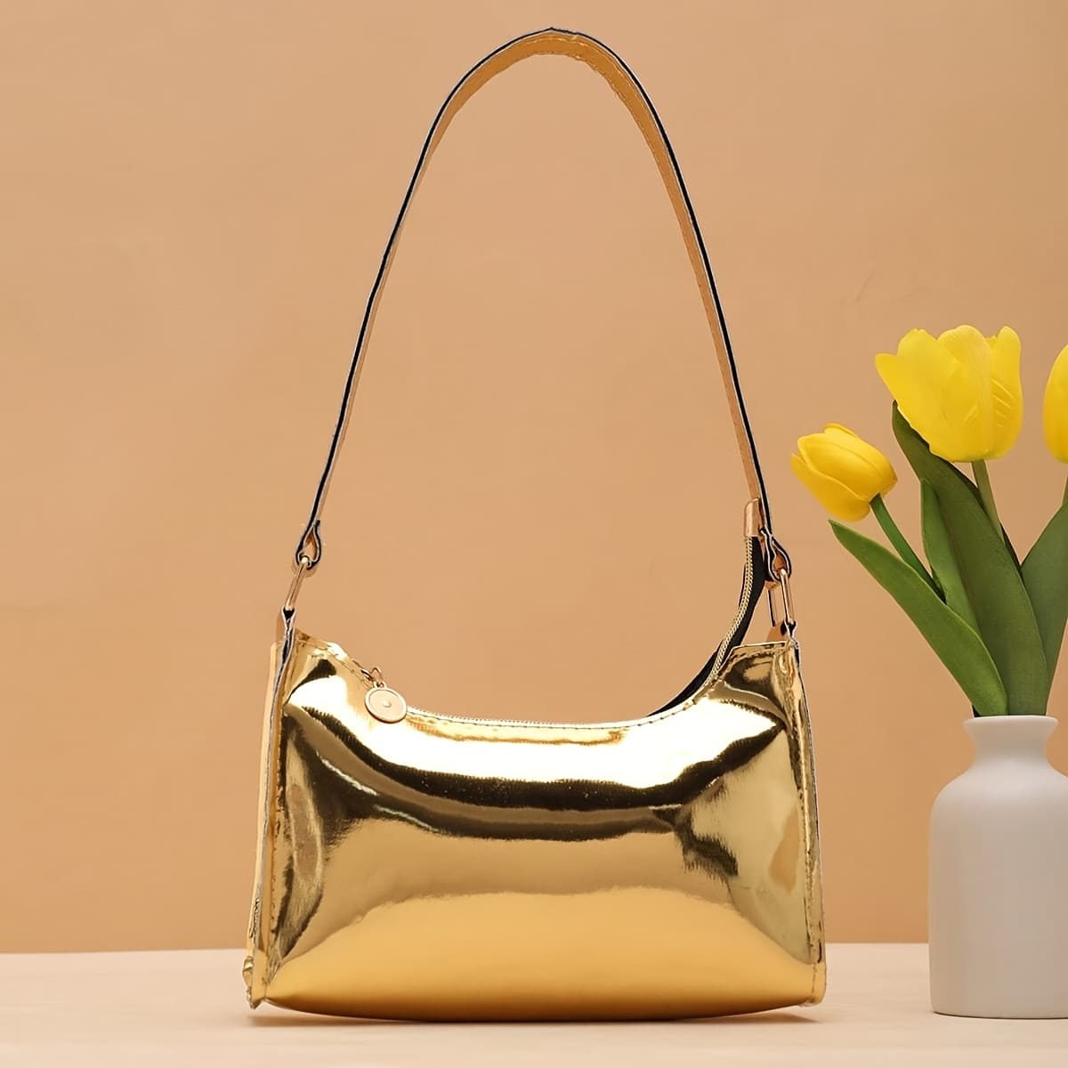 TEMU Summer Glittering Women's Underarm Bag Laser Shoulder Bag