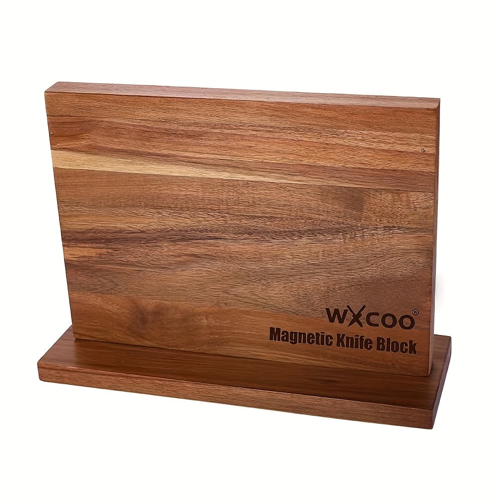 TEMU 1pc Home Kitchen Double-sided Wooden Holder Rack Magnetic Knife Block With Strong Magnets Multifunctional Storage Knife Holder Organizer Tools No Drilling Storage Knife Holder For Kitchen
