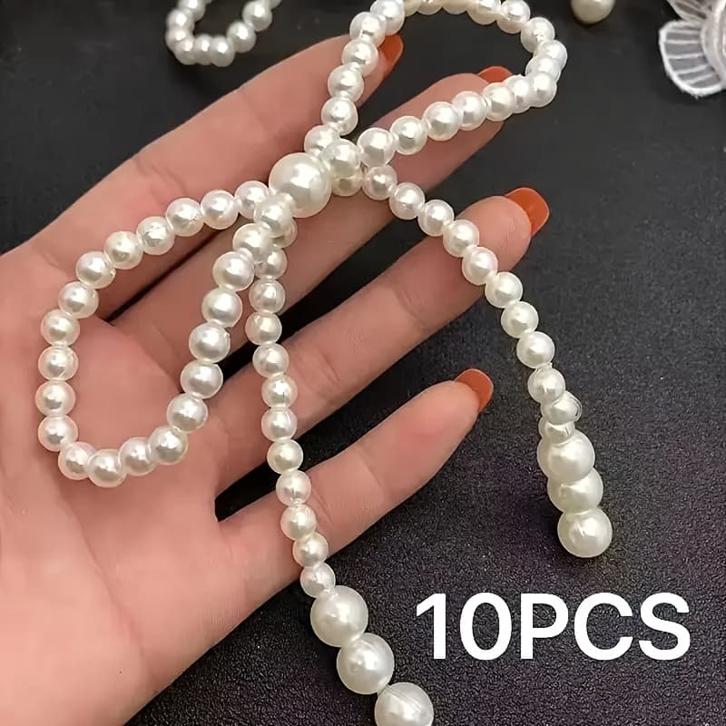 TEMU 10pcs Plastic Pearl Bowknot Embellishments For Bouquets And Hair Additions - Versatile Decorations