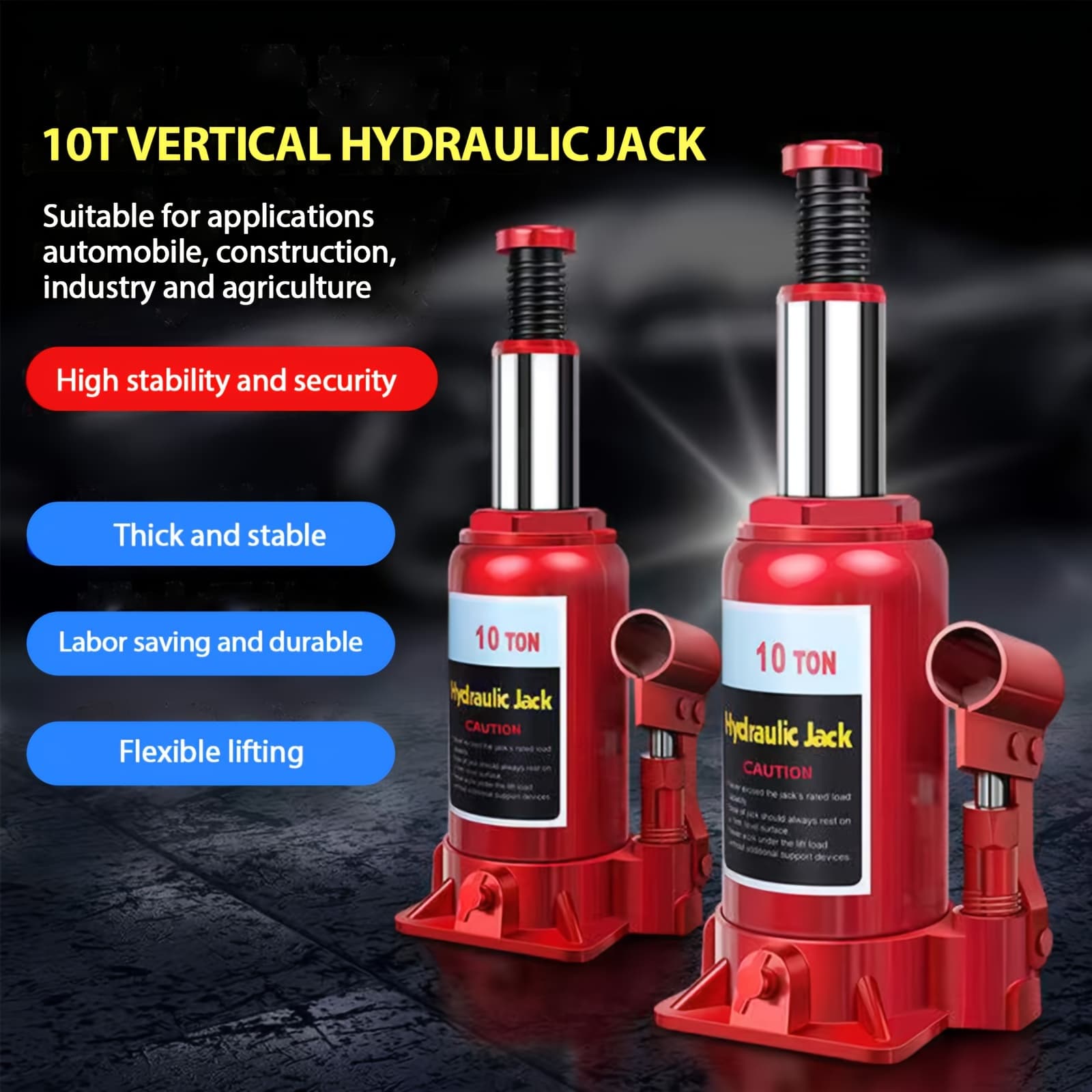 TEMU 10t Car Hydraulic Jack Portable Automotive Vehicle Vertical Hydraulic Jack Tire Changing Tool