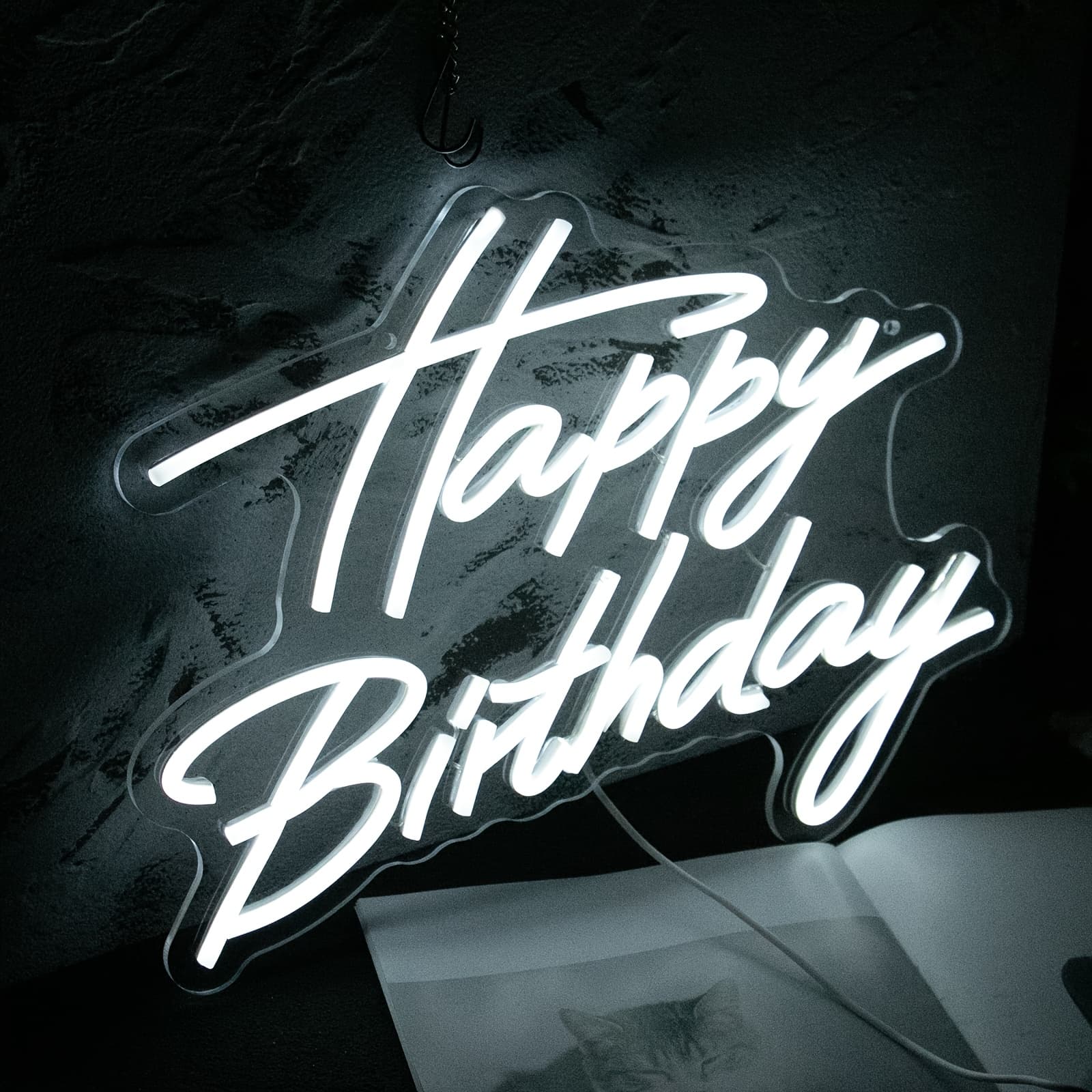 TEMU Happy Birthday Neon Signs, Led Happy Birthday Light For Wall Decor, Dimmable & Usb Happy Birthday Led Sign For Any Ages Bday Party Celebration, Birthday Photo Backdrop