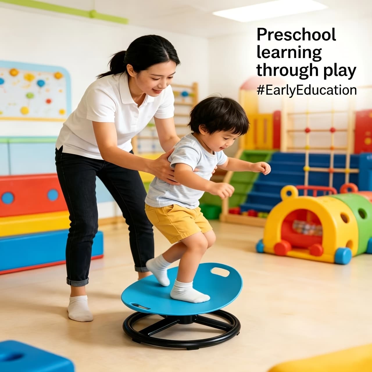 TEMU Spinning Sensory Chair For Kids & Adults, 360° Rotating Seat, Sensory Spinning Chair For Balance & Coordination, Focus Support, Non-slip Base, Ideal For Sensory Play, Home & Classroom Use