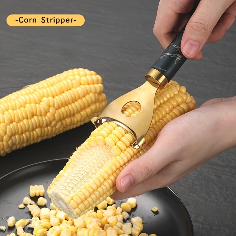 TEMU Stainless Steel Corn Peeler - Kitchen Corn Scraper Cutter, Corn Shelling Tool, Reusable Corn Cob Peeler With , Peeling, Durable , Fruit And Vegetable Tools Cooking Tools Kitchen Accessories