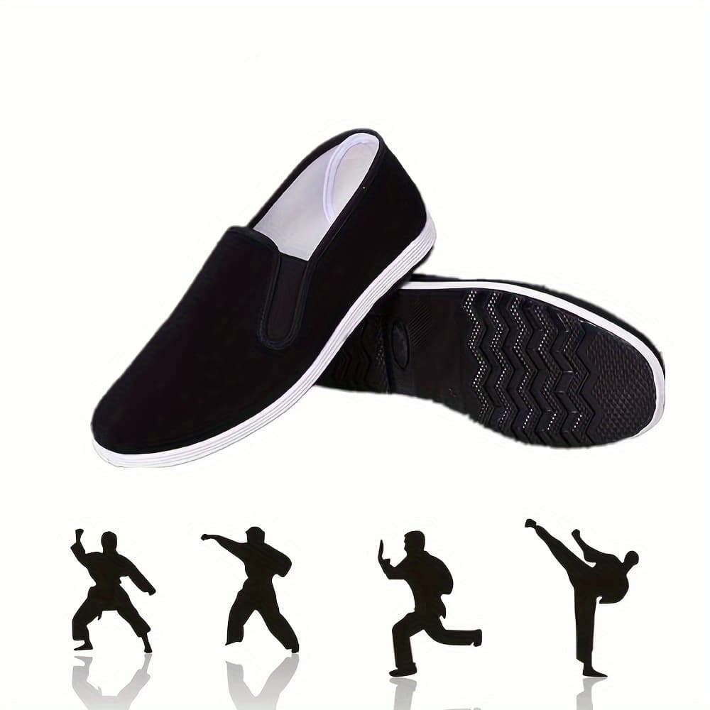 TEMU Chinese Traditional Cloth Shoes, Soles Made Of Car Tire Leather, Durable, Black, Unisex, Practice, Sports