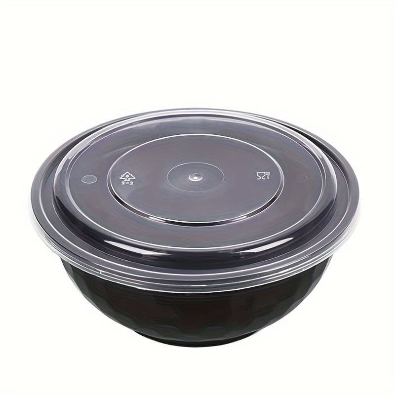 TEMU 50pcs Stackable Meal Containers, 36oz Food Takeout Bowls, Black Disposable With Lids, Microwave And Dishwasher Safe Leak Resistant For Noodle Soup, Salads And Ramen (36oz)