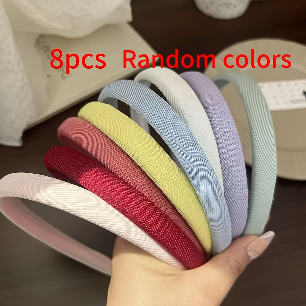 TEMU 8pcs Random Color Versatile Simple Elegant Temperament Sponge Thin Headbands Dopamine Candy-colored Hairbands High-end Color Matching Hair Accessories