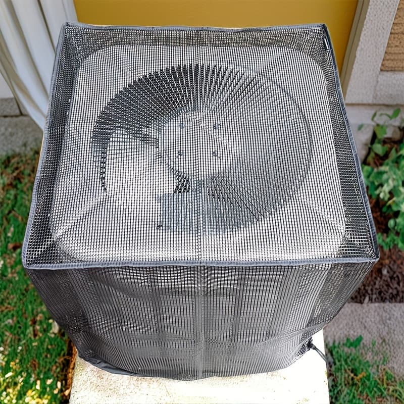 TEMU Black Mesh Outdoor Air Conditioner Cover, Ventilated Design For Cooling And Protection, Fits Units, Durable Material, Air Conditioner Shield Mesh Design Cover, Protective