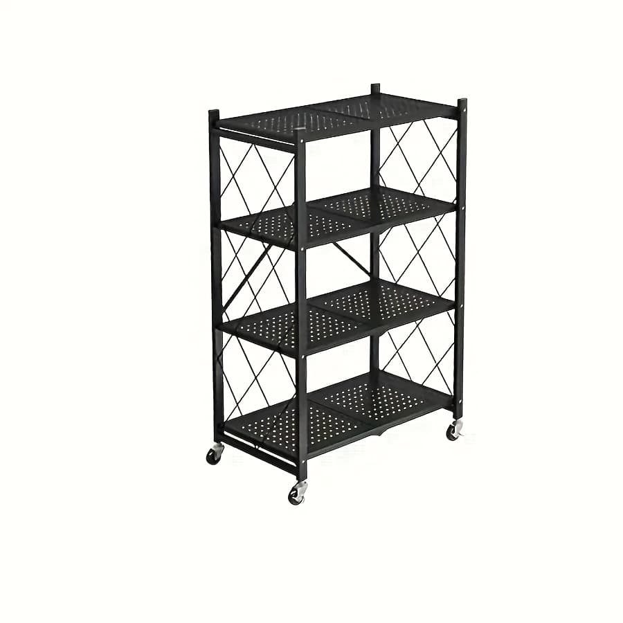 TEMU Wheeled Folding Bookshelves With 3, 4, Or 5 Layers For Organizing And Storing At Home, Requiring No Tools For Assembly. Ideal For Saving Space , Living Room, Bedroom, Storage Room, And Garage