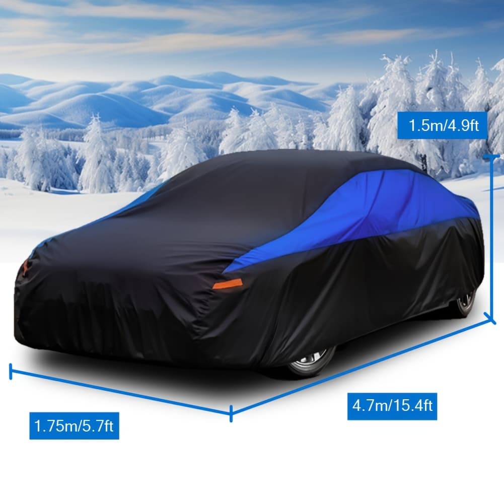 TEMU 470*175*150cm (15.4ft*5.7ft*4.9ft) Full Car Cover Waterproof Dust Frost Uv All Weather Protection