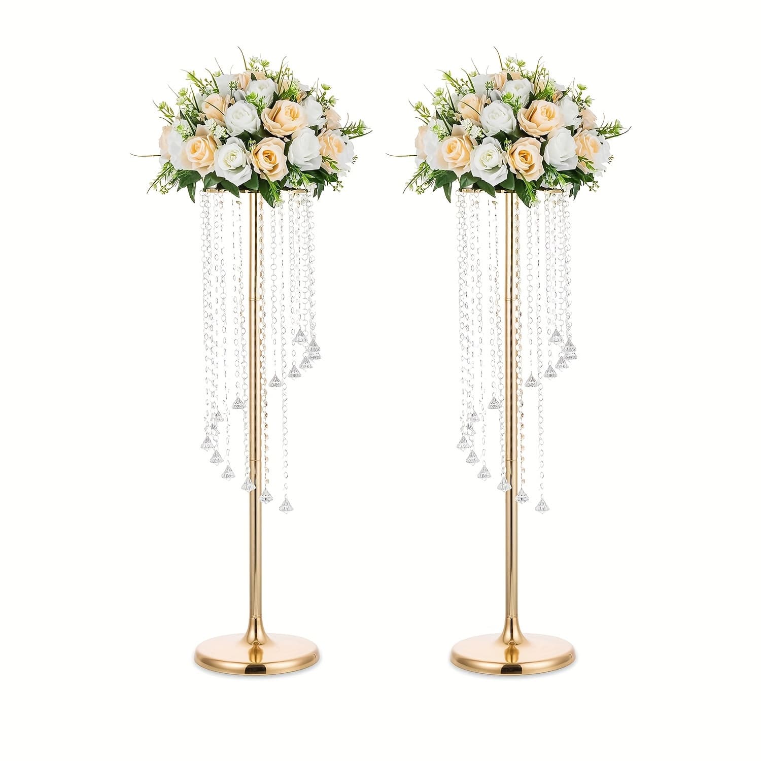 TEMU 2pcs 35.4inch Tall Wedding Centerpieces Golden Vases Vase Metal Flowers Stand For Party Tables Decorations - Elegant Bulk Weddings Decoration Table Chandelier Centerpiece Stands