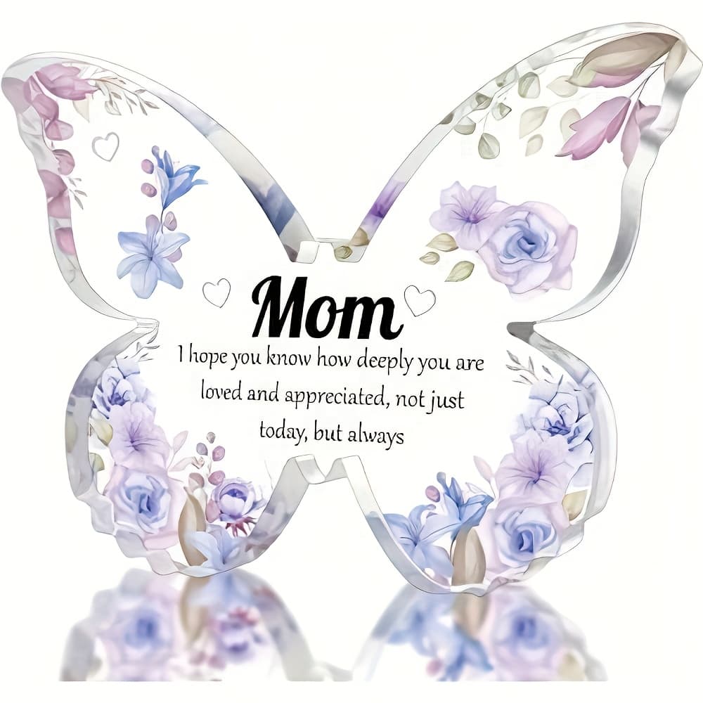 TEMU 2d Flat, Mom Gift - -shaped Table Decor With Name & Message, Pastel Lavender Floral Keepsake For , Birthday, Graduation - Elegant Nameplate For Desk Or Mantel From Daughter Son