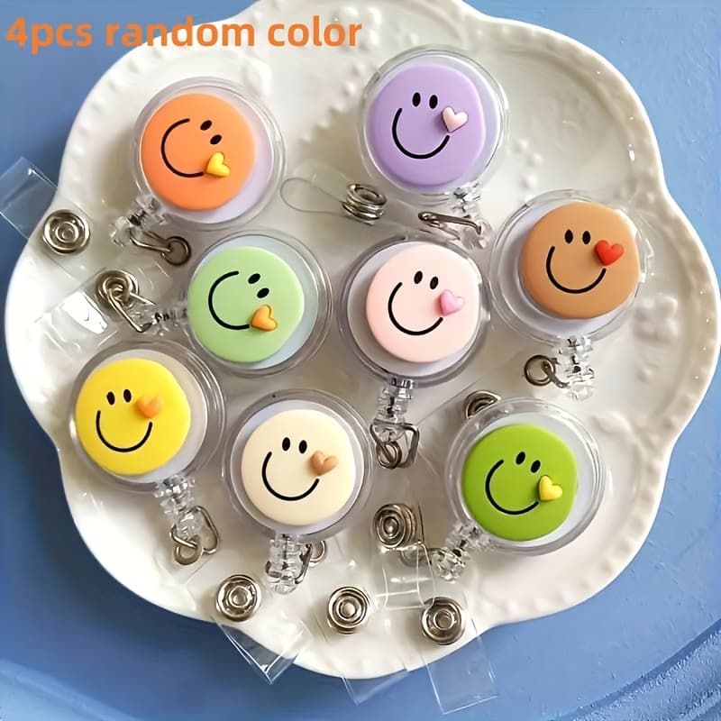 TEMU 2d 2pcs/4pcs/8pcs, Random Color, Cute Hanging Decoration, Retractable Type That Hung Or Clipped, Work Badge Nurse Badge, Cartoon Employee Work Id Badge With Easy To