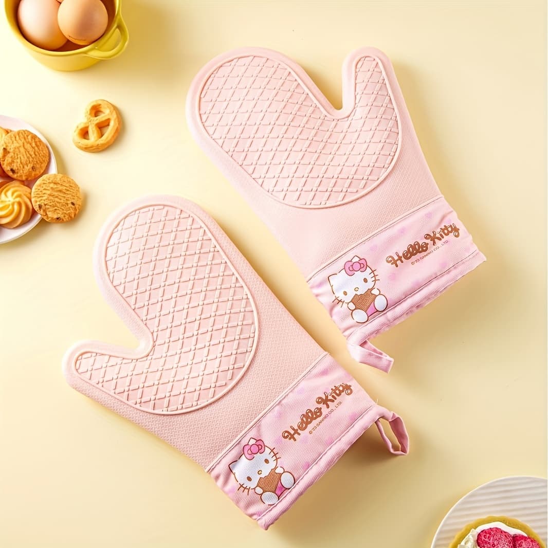 TEMU () Genuine Silicone Thermal Insulation Gloves 1pc- High Temperature Oven Thickened Kitchen Baking Thermal Insulation Cartoon Gloves