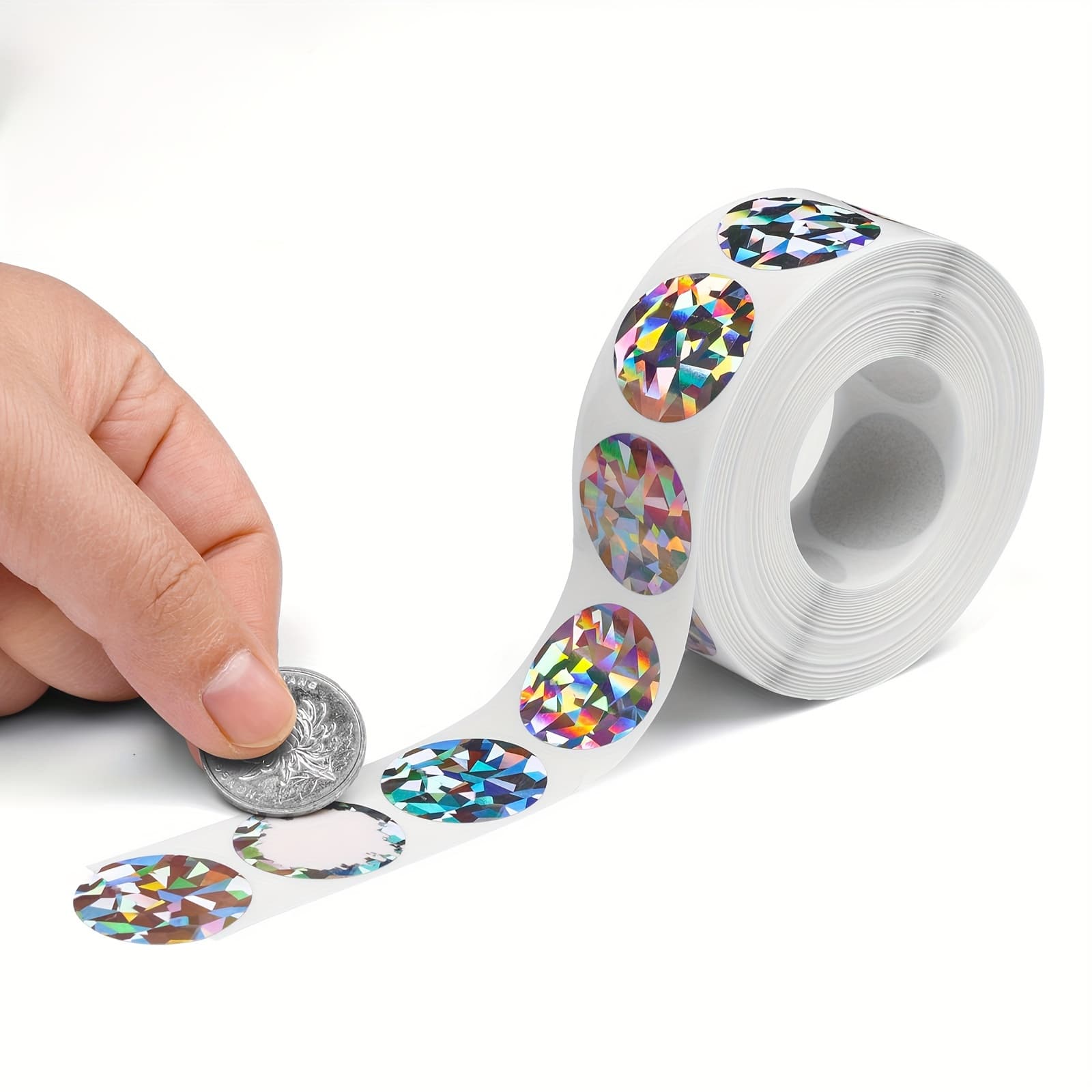 TEMU 300pcs Of 2.5cm X 2.5cm / 1-inch Round Laser Adhesive Scratch-off Labels, Suitable For , Coupons, Promotional Events, Wedding Gift Cards, And Game Cards