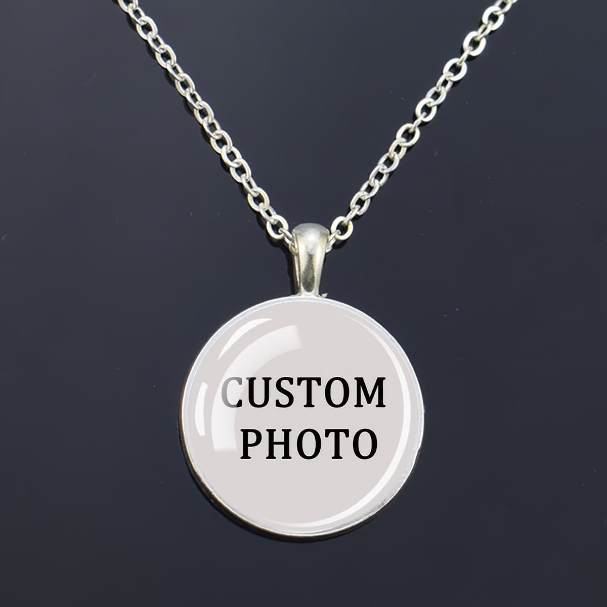 TEMU [customization] 1pc Customized Necklaces Personalized Picture Image Photo Glass Dome Pendant Chains Necklace For Men And Women Custom Jewelry Gift