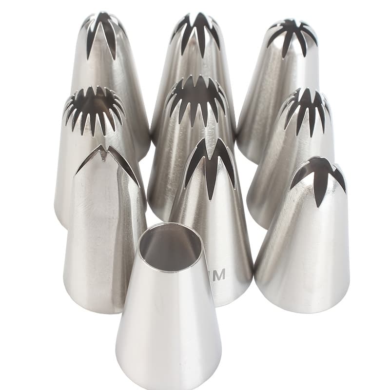 TEMU 10pcs Medium Size Cake Decorating Nozzles | Stainless Steel 304, Safe For Cupcakes And Pastry Baking, Ideal For Easter, Christmas, Halloween