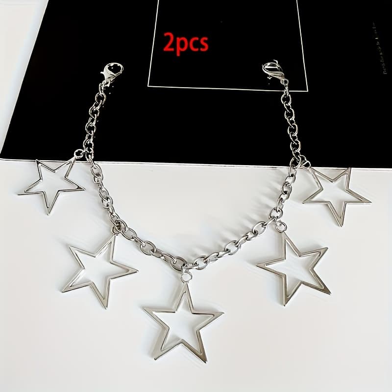 TEMU 2pcs Hollow Star Pendant Shoelace Chain Personalized Y2k And Shoes Additions