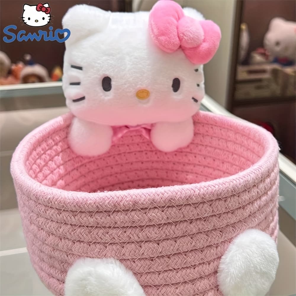 TEMU () Hello Kitty Stylish Large Storage Basket-multifunctional Fabric Desk Organizer, Home Storage Basket, Storage Basket, For Home, Office., Shelf Baskets