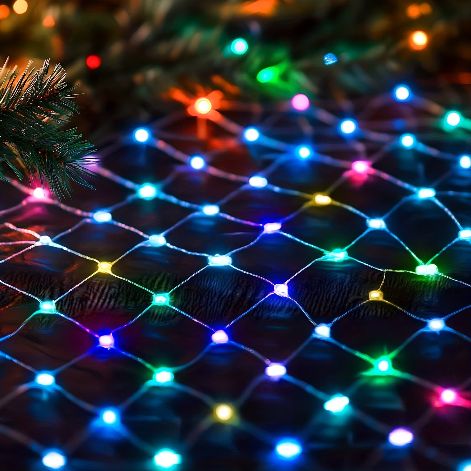 TEMU (multicolor/green) 360 Led Christmas Mesh Lights, 8-mode Fairy String Lights, Suitable For Christmas Trees, Bushes, Weddings, Gardens & Outdoor Decorations