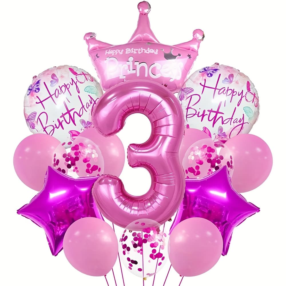 TEMU 20pcs/set, Pink/rose Red Birthday Party Combination Balloons, For Anniversary, Valentine's Day And Special Occasions, Celebration Digital Balloons, High-quality Shiny Atmosphere Balloons