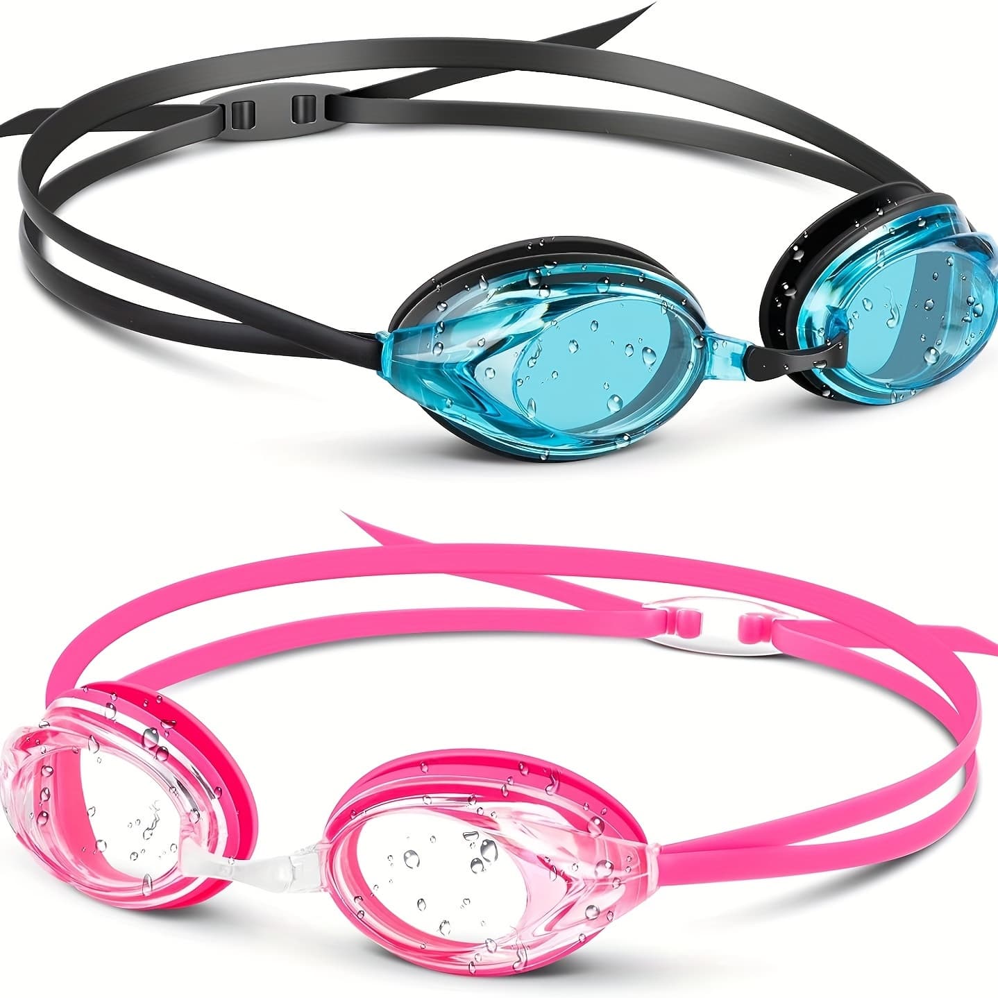 TEMU 1pc/2pcs Swimming Goggles With Silicone Nose Adjustable Head Strap For Pool & Water Sports