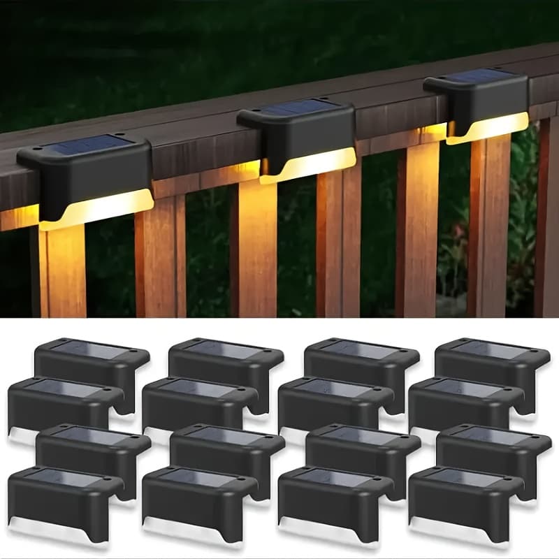 TEMU Solar Deck Lights Outdoor 16 Pack, Solar Step Lights, Solar-powered Outdoor Garden Lights, Ip44 Waterproof Led Solar Lights For Outdoor Stairs, Step, Fence, Yard, Patio, And Pathway(warm White)