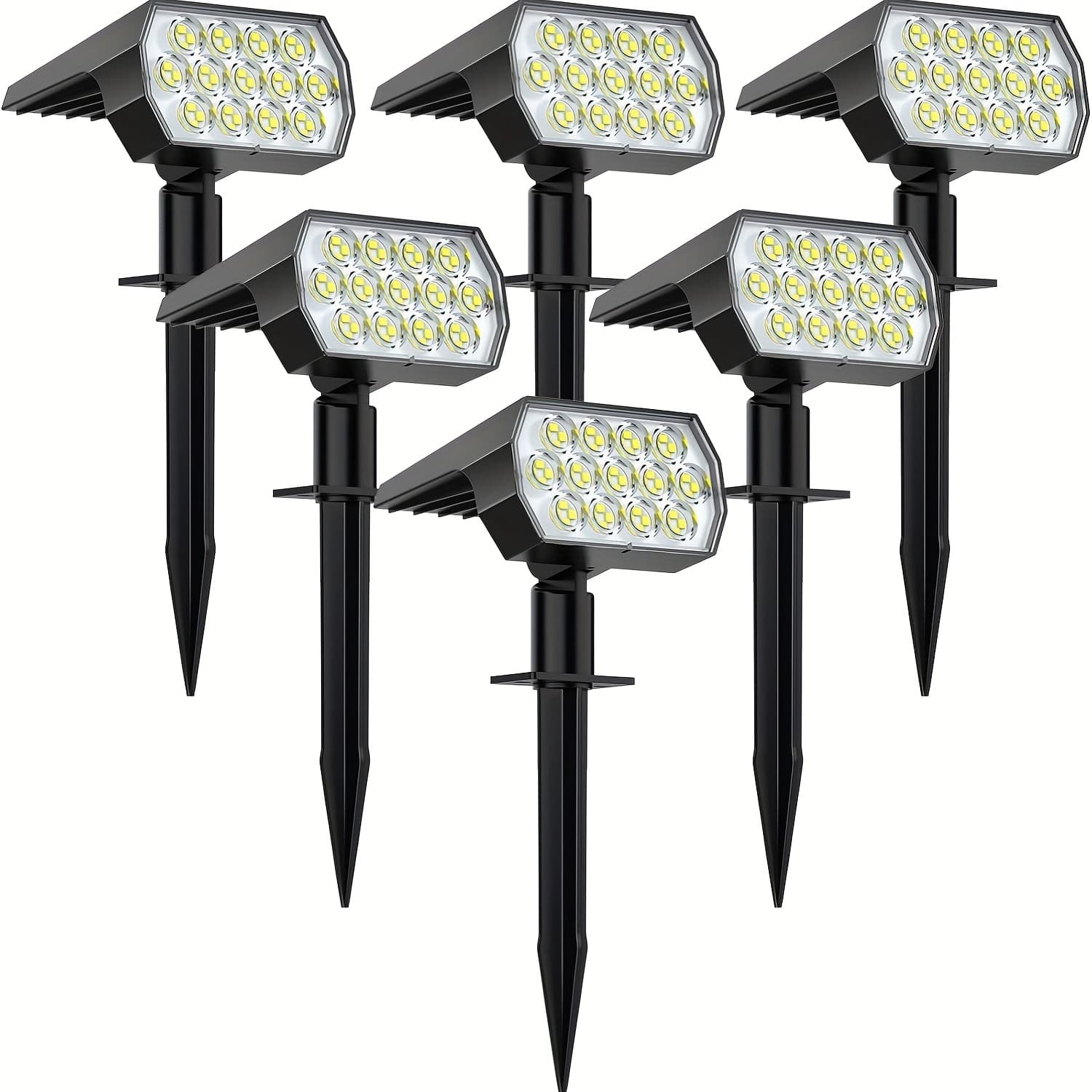 TEMU 6pcs, Outdoor Solar Spotlight, [6 Pack/52 Leds/3 ] 2 In 1 Solar Landscape Spotlight, Solar Security Light, Ip65 Wall Light For Walkway Yard Garden Driveway(white, Warm Color)