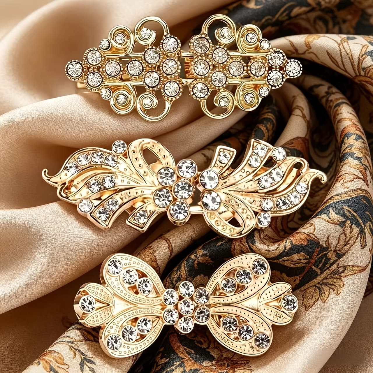 TEMU 3-piece Shawl Clips, Artistic Style, Suitable For Sweaters, Cardigans, Dresses, And Shirt Collars, Ideal For Casual Wear