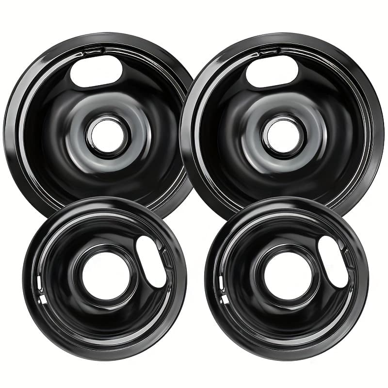 TEMU W10290350 W10290353 Buner Porcelain Drip Pan - Replacement W10288051 For Electric Range Cooktop - Comes With 2 Small 6-inch And 2 Large 8-inch Stove Drip Pan Bowls