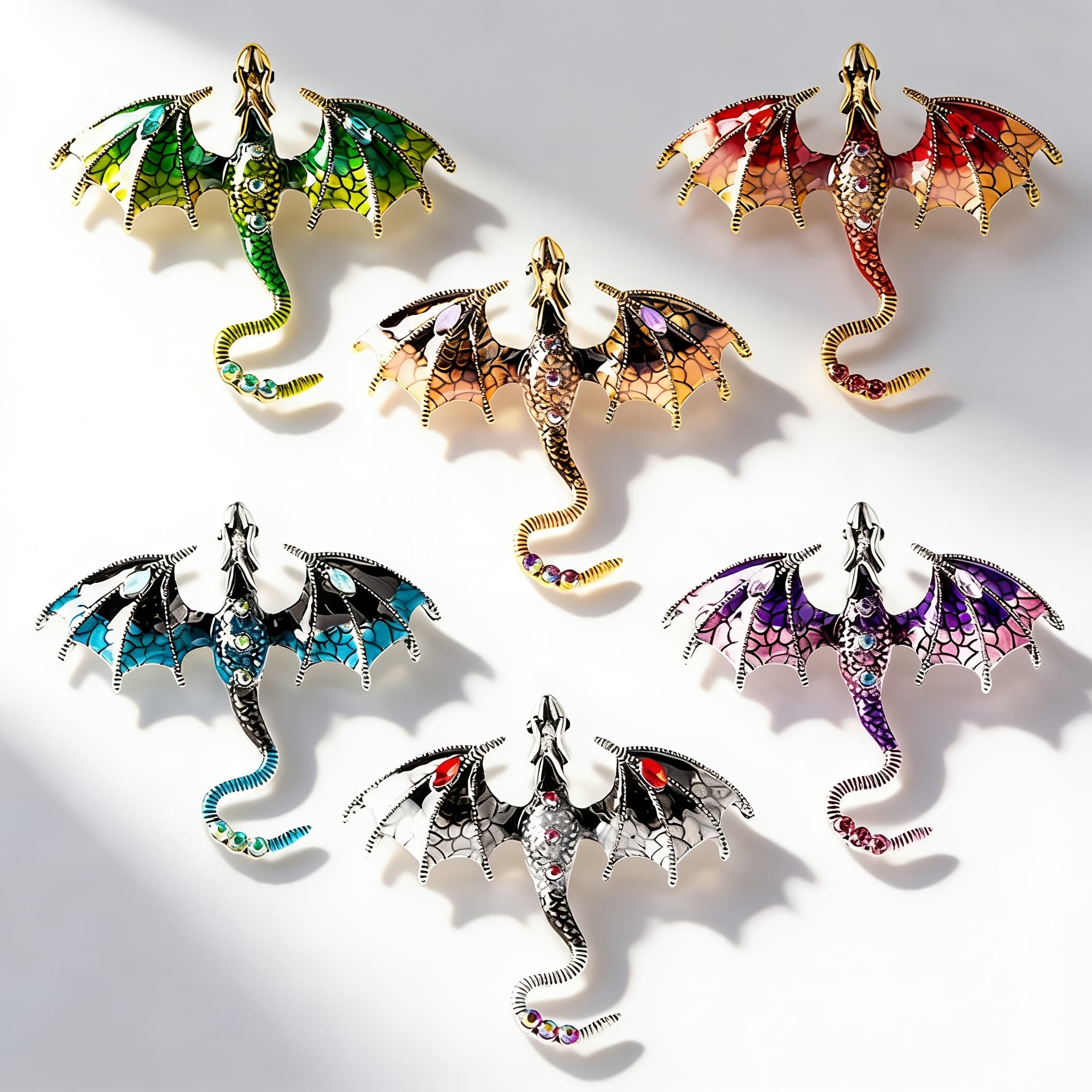 TEMU Fantasy Flying Dragon Brooch, 2025 New Model, Metal Enamel Craft, Colorful Shape, A For Stylish Outfits