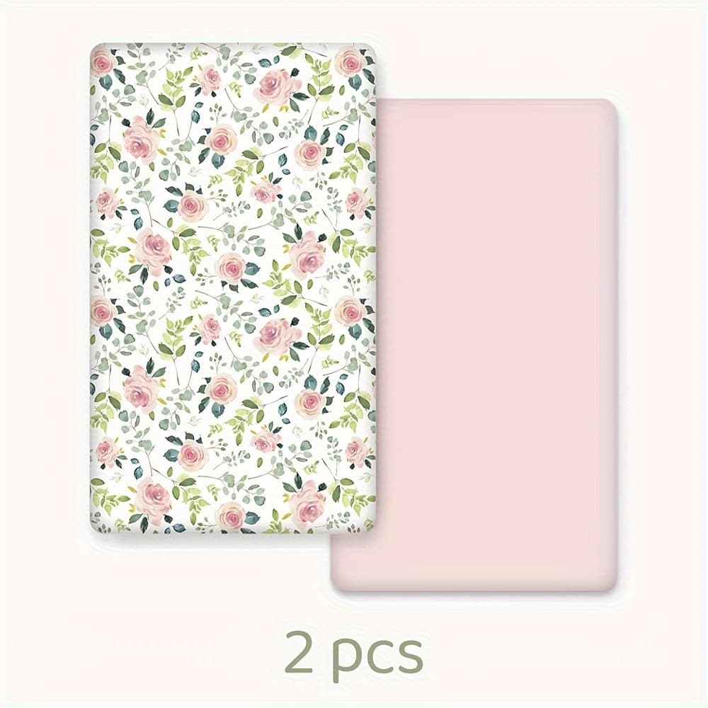 TEMU 2pcs Super Soft Microfiber Fitted Sheet, Comfortable Animal Flower Pattern Mattress Cover For Home And Travel, Perfect Christmas Gift