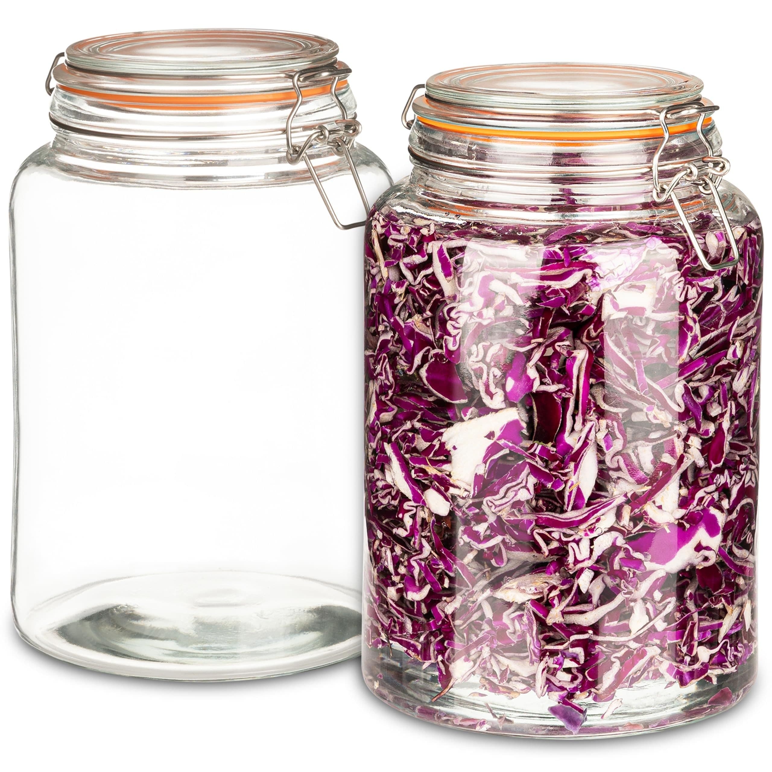 TEMU 1 Gallon Glass Mason Jar With Hinged Lid, Special Wide Mouth Seal Sealed Jar, Pickling Container, Preservation And Flour Storage Food - 2 Per Pack