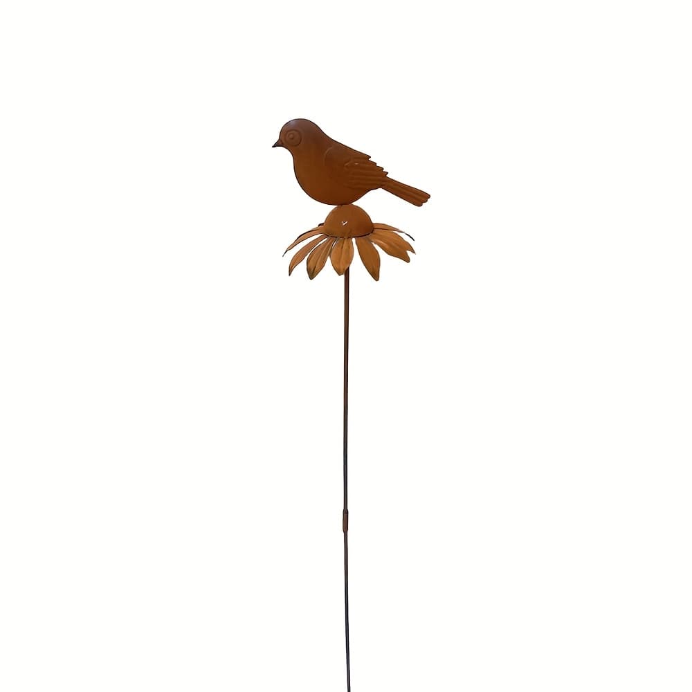 TEMU 【3d】 [3d] 28.7inch Metal Rust- And Flower Garden Decoration Ground Plug, Rusty Metal Garden Decoration Pile, Rust-colored Flower Statue Art Decoration, For Outdoor Garden Courtyard Decoration