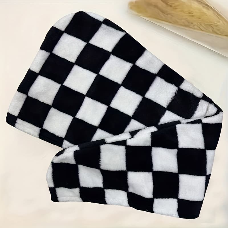 TEMU 1pc Installed Dry Hair , Chessboard Pattern Dry Hair Towel, Bathroom Thickened Towel, Ladies Super Absorbent Bathroom Shower , Holiday Gifts For