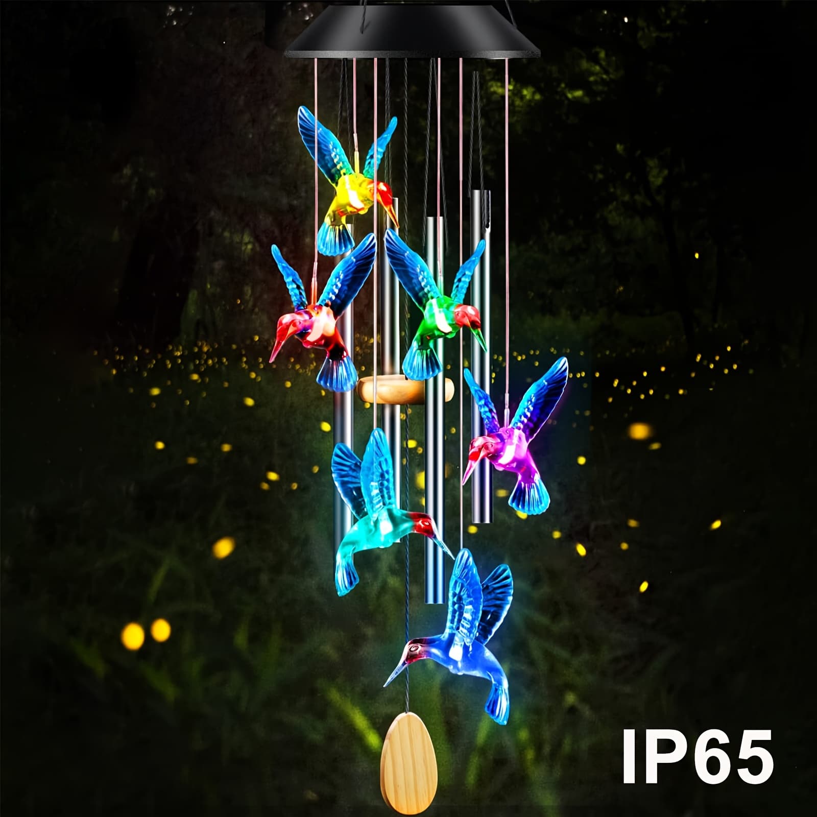 TEMU Hummingbird Solar Wind Chimes For Outside Color Changing, 4 Aluminum Tubes Wind Bell For Garden/patio Decor Thanksgiving Gifts For Mom, Wife, Grandma Neighbors Ip65