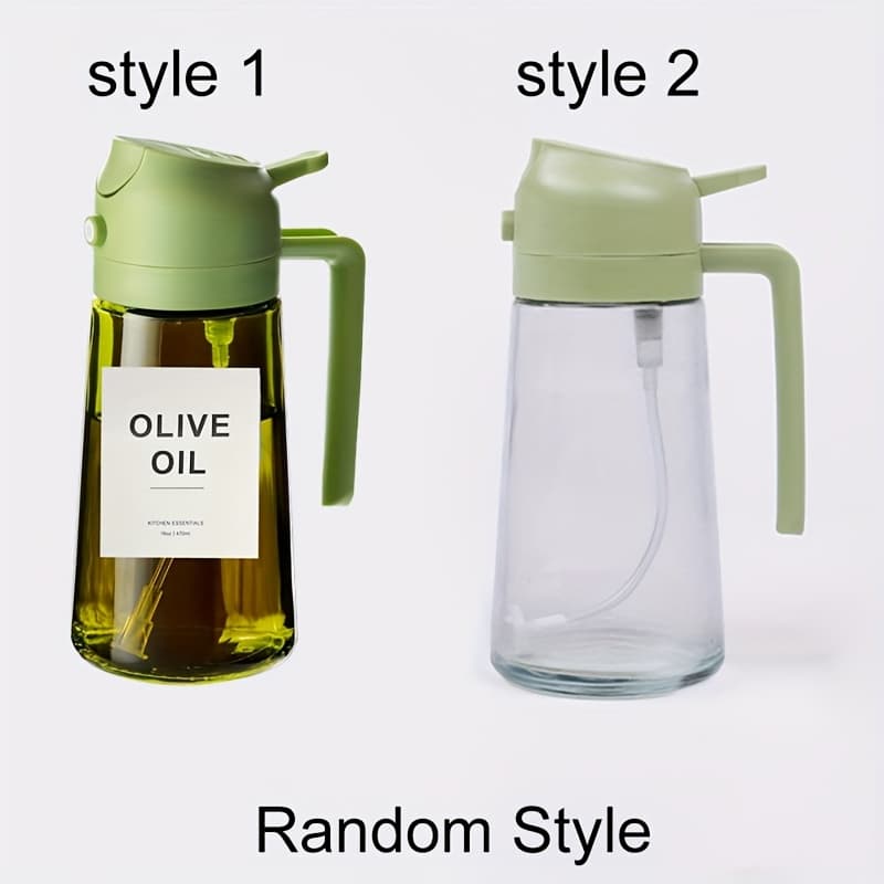 TEMU Olive Oil Dripper For The Kitchen, A Oil Container And Cooking Sprayer, Featuring An Automatic Flip , 16oz In Olive Green (light-blocking) Stickers