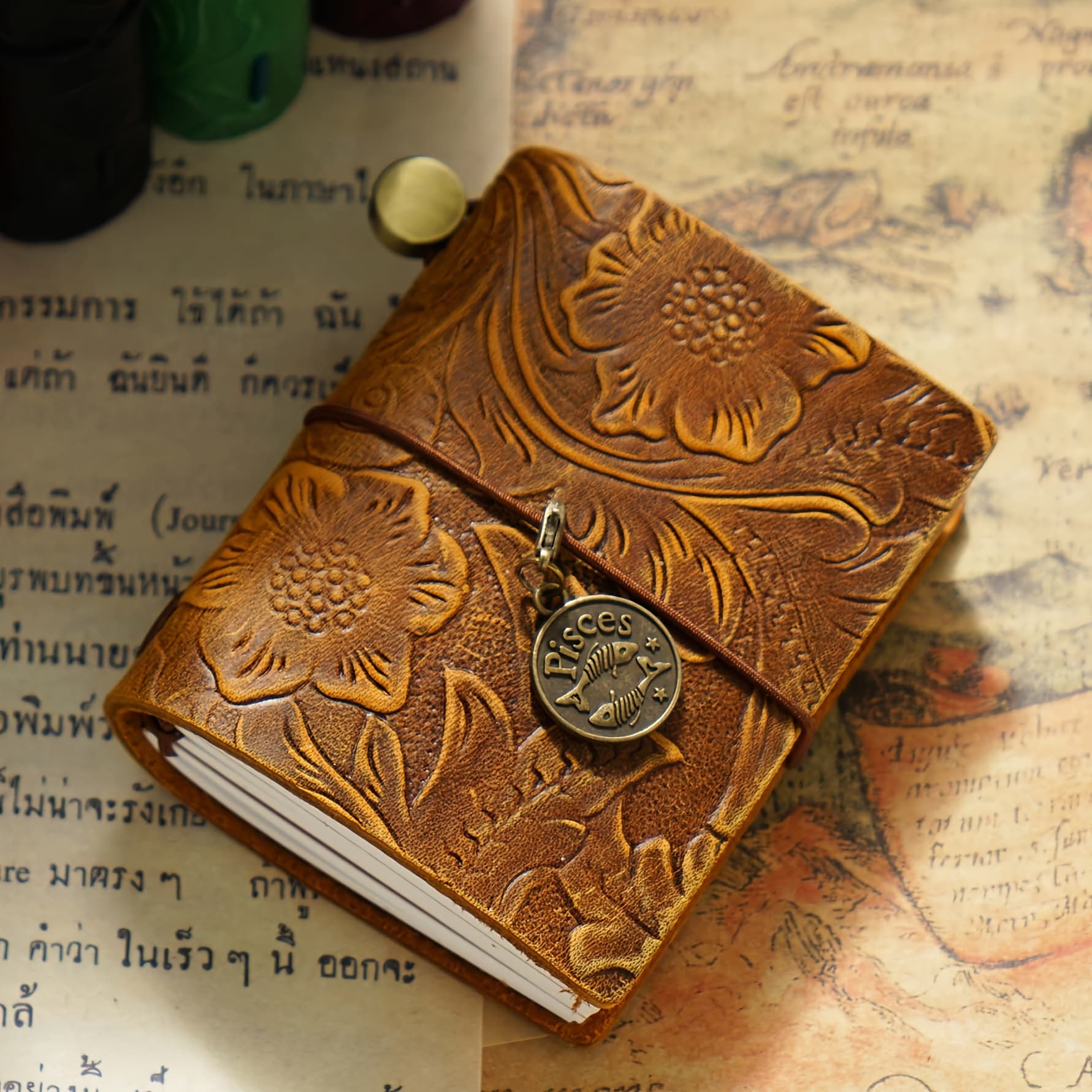 TEMU Embossed Mini Version Mini Loose-leaf Notepad Top Layer Cowhide Pocket Diary Notebook