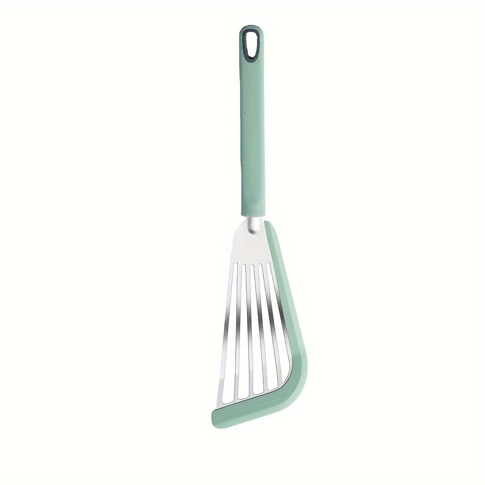TEMU 1pc Stainless Steel Spatula, Silicone Handle Heat-resistant Frying Pan Turner, Kitchen Utensil For Cooking Steak And Fish - Perfect For Christmas, New Year, Halloween Parties