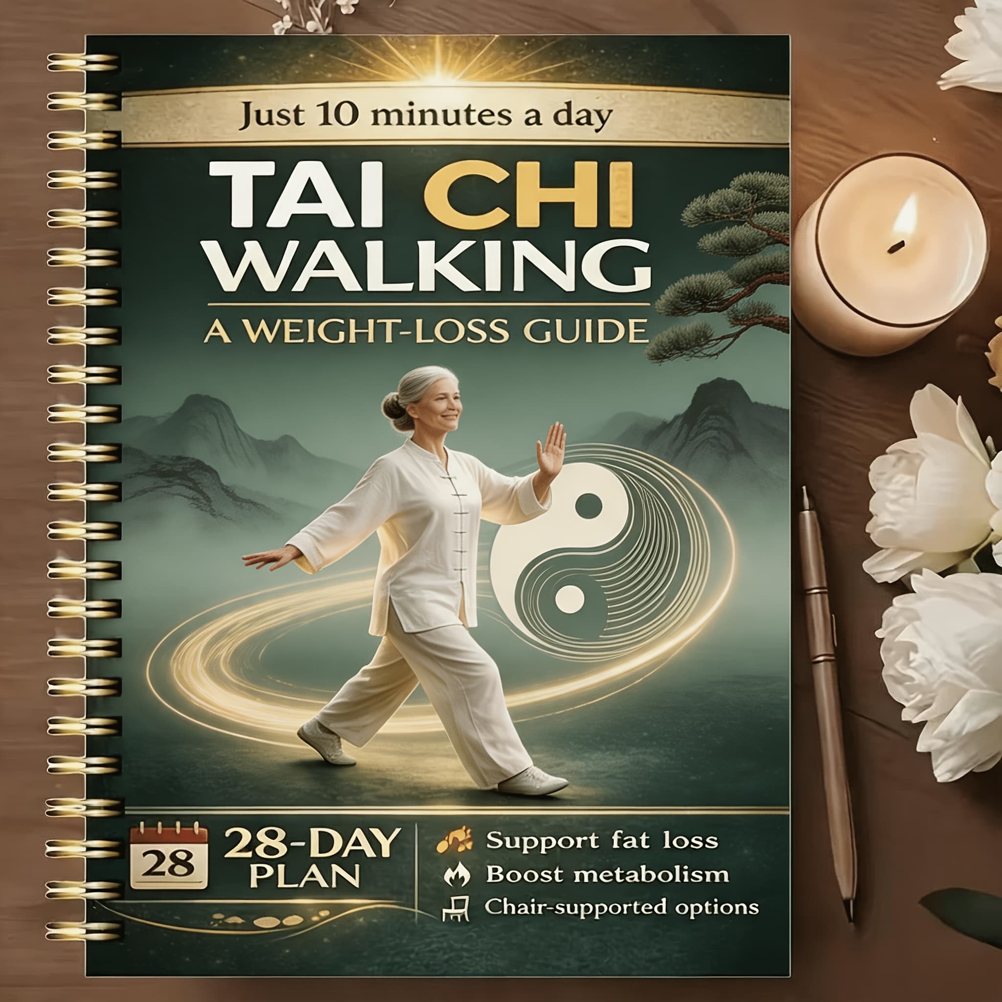 TEMU 28-day Tai Chi Walking Weight Loss Plan: Only , With Chair Support, Suitable For The Elderly And Novices