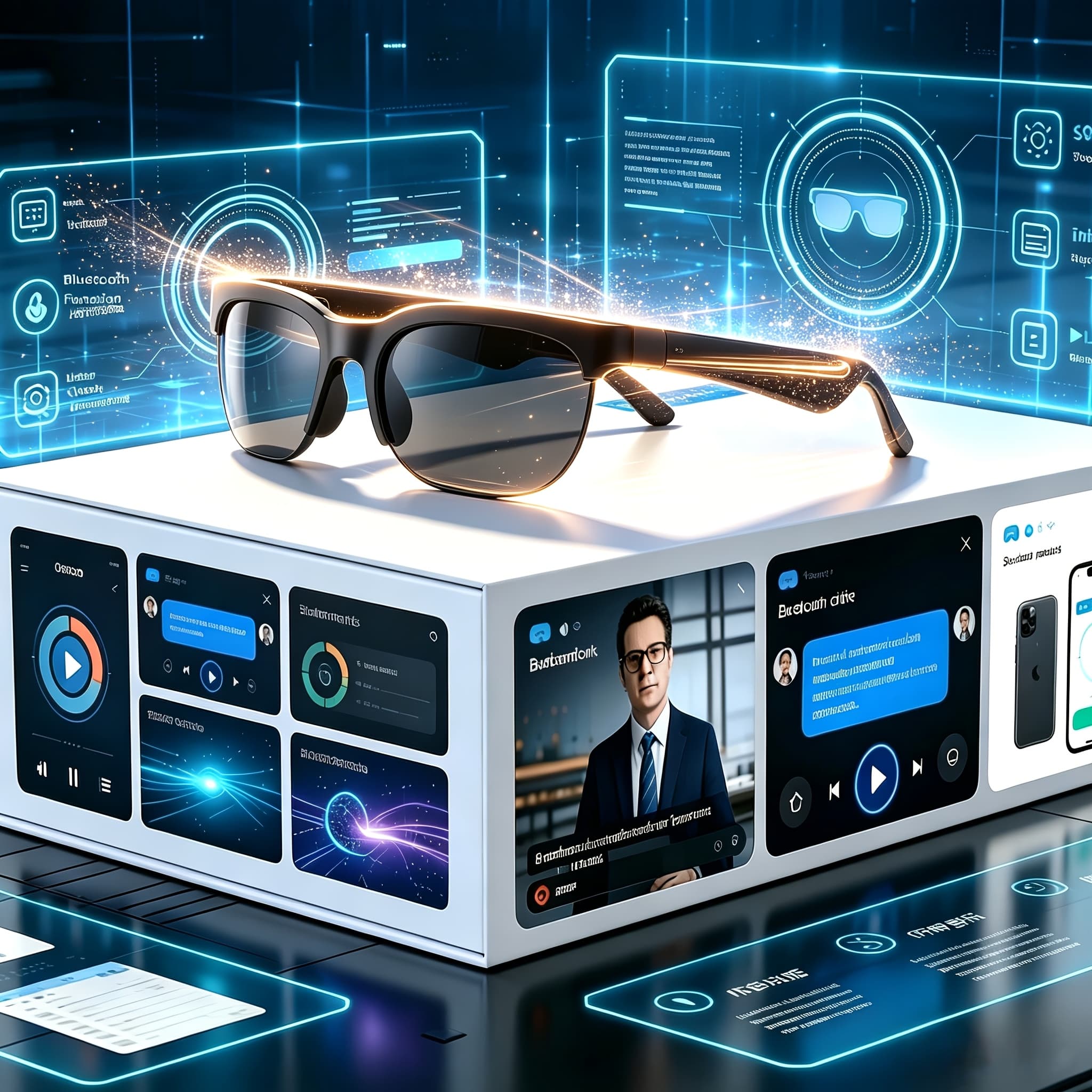 TEMU New Ai Smart Glasses, Unisex Lightweight Portable Audio Glasses, Built-in Mic & Speaker, Music , Hands- Calling, Open Ear Headphones, Perfect For Outdoor Travel, Cycling, Sports, Fitness And Use