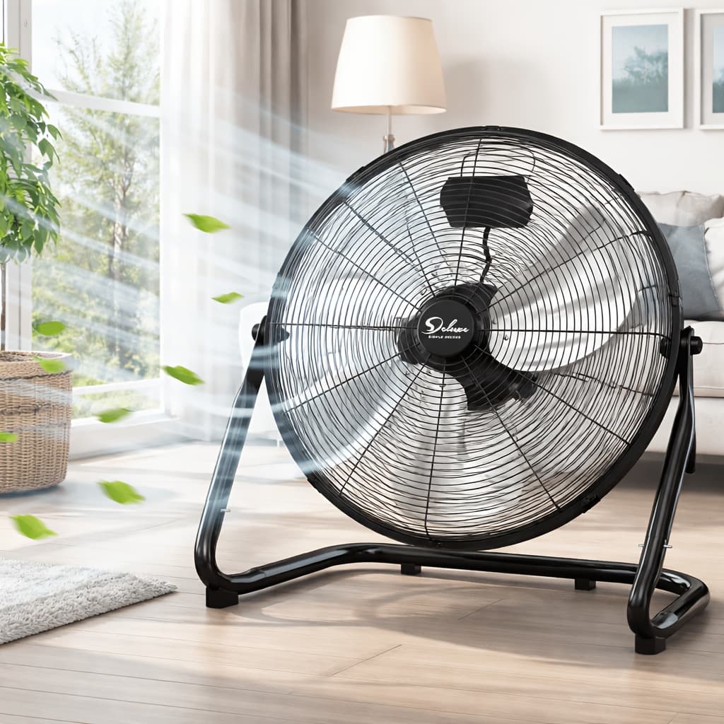 TEMU Simple Deluxe 20 Inch 3- Velocity Heavy Duty Metal Industrial Floor Fan For Warehouse, Workshop, Factory And Basement, Black
