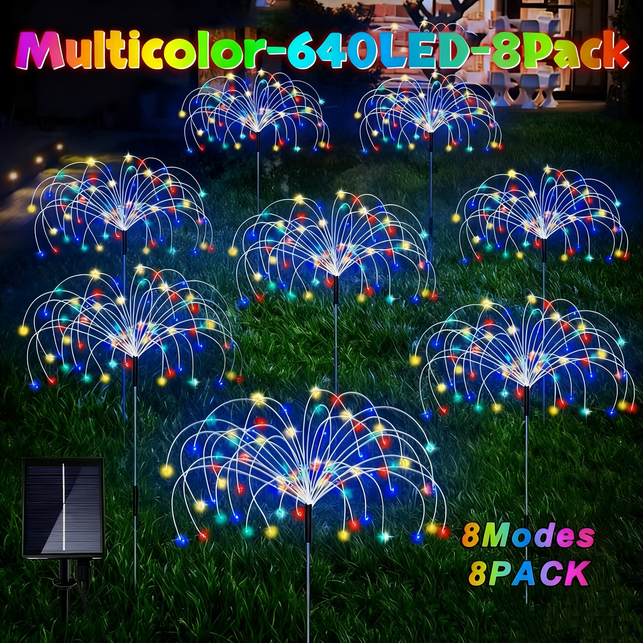 TEMU Sets Of 480/640 Led Solar-powered Garden Fireworks Lights, Vibrant Outdoor Fireworks , Featuring Lighting , Ideal For Yards, Patios, Lawns, Walkways, And Outdoor Christmas Decorations