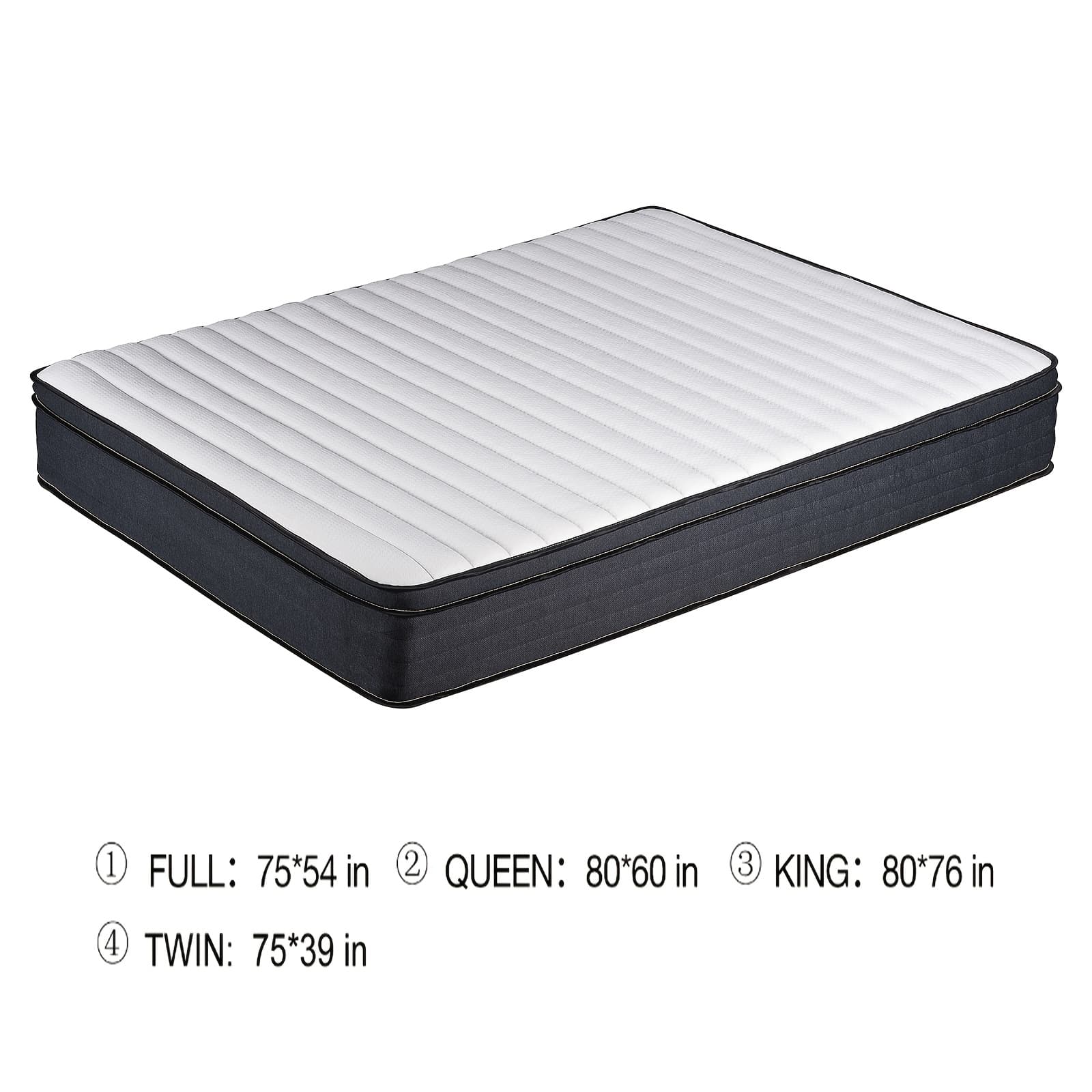 TEMU . 8/10/12/14 Inch Full Size Mattresses In A Box, Memory Foam Hybrid White And Black Mattress With And Pressure Relief, Medium Firm, Furniture, Bed, Bedroom Furniture, Home Furniture