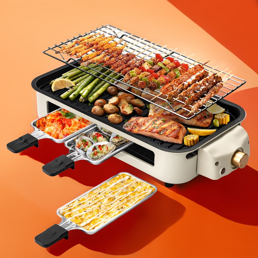 TEMU Indoor Electric Grill Designed For Kitchen Use, Smokeless And Portable, With A Detachable Plate, 1500w Power, And Safe For Dishwasher Cleaning