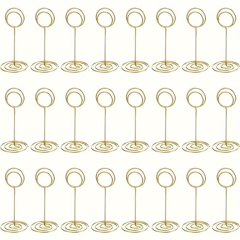 TEMU 24pcs Elegant Golden Metal - For Wedding Table Decor, Photo & Memo Display, Durable Steel Construction, Wedding Decor